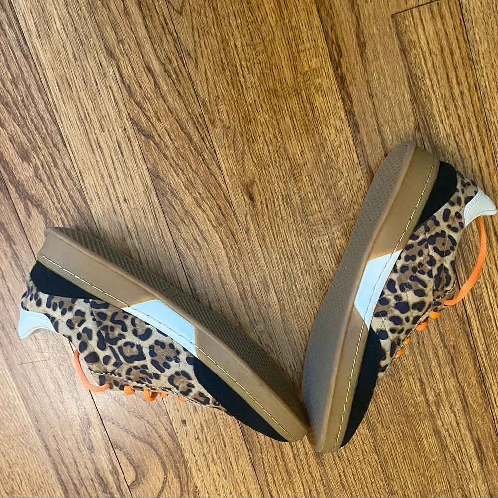 Cole Haan Leopard Print Athletic Sneakers with Orange Laces - Picture 2 of 2